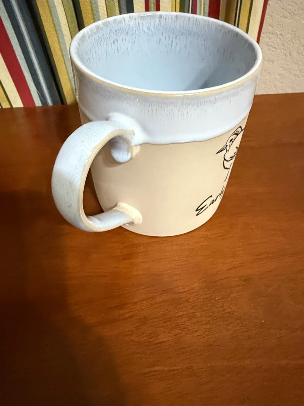 Early Bird Ceramic Coffee Mug - Cream and White